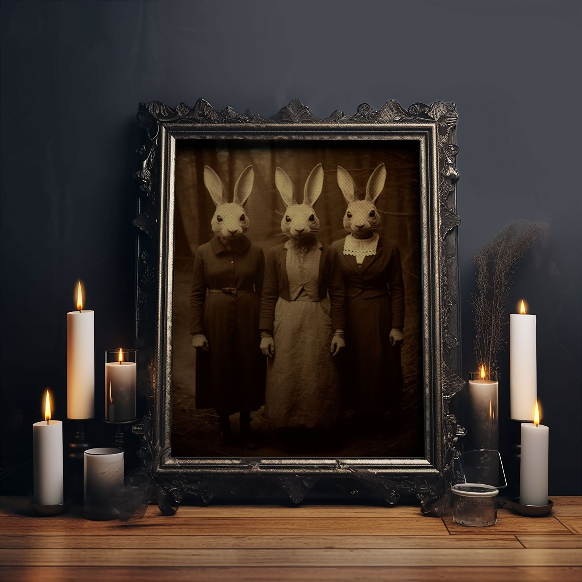 Cult of the Rabbit Framed Canvas Print