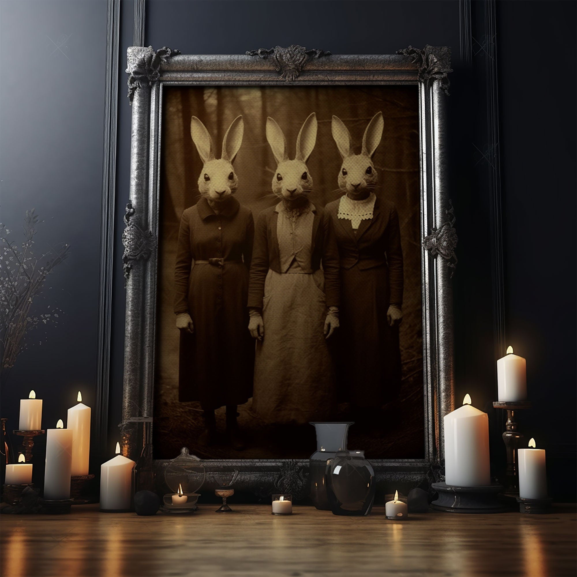 Cult of the Rabbit Framed Canvas Print