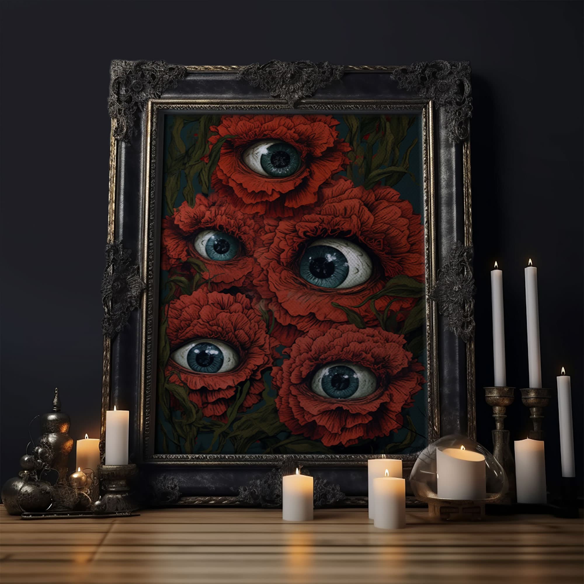 All-Seeing Flowers Framed Canvas Print