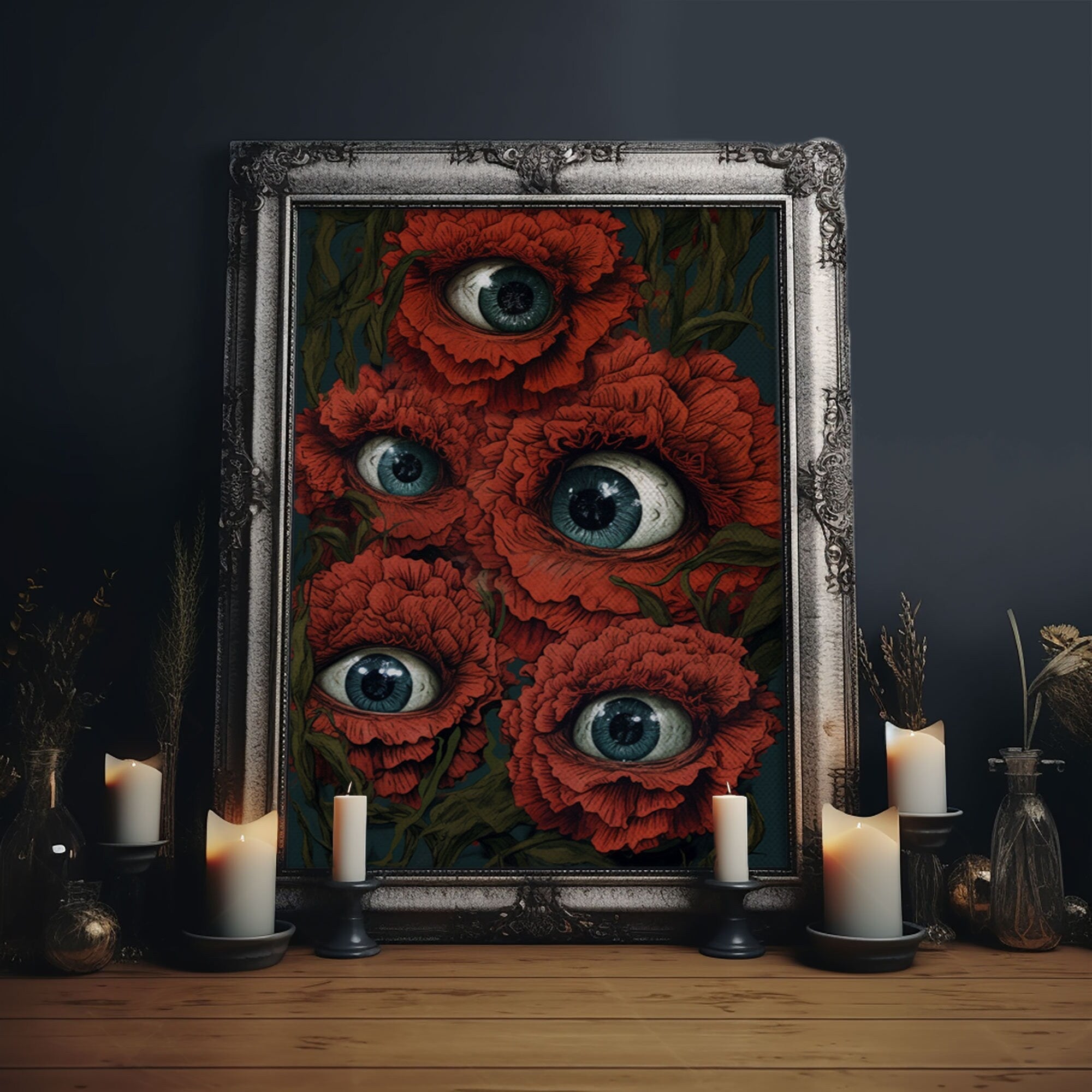 All-Seeing Flowers Framed Canvas Print