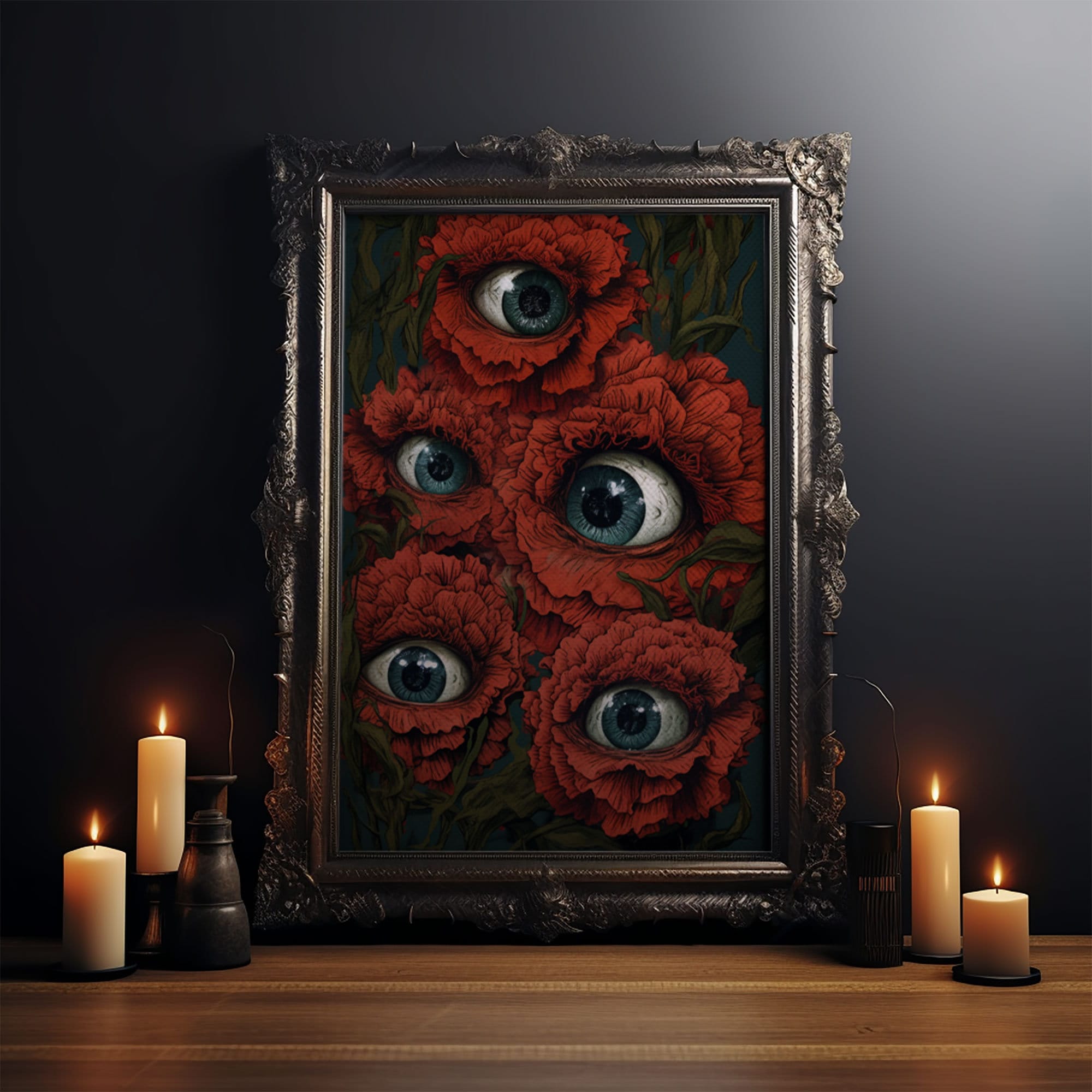 All-Seeing Flowers Framed Canvas Print