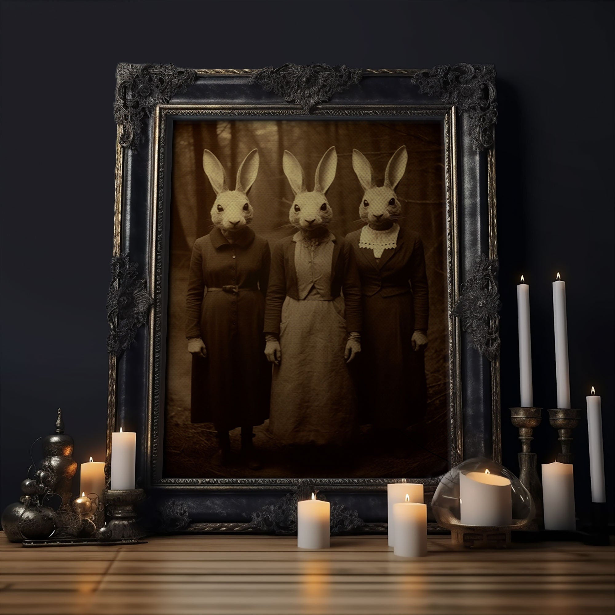 Cult of the Rabbit Framed Canvas Print