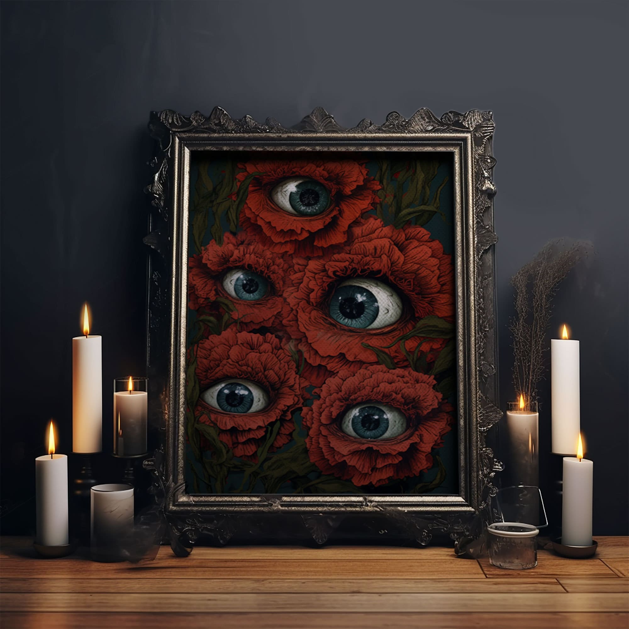 All-Seeing Flowers Framed Canvas Print