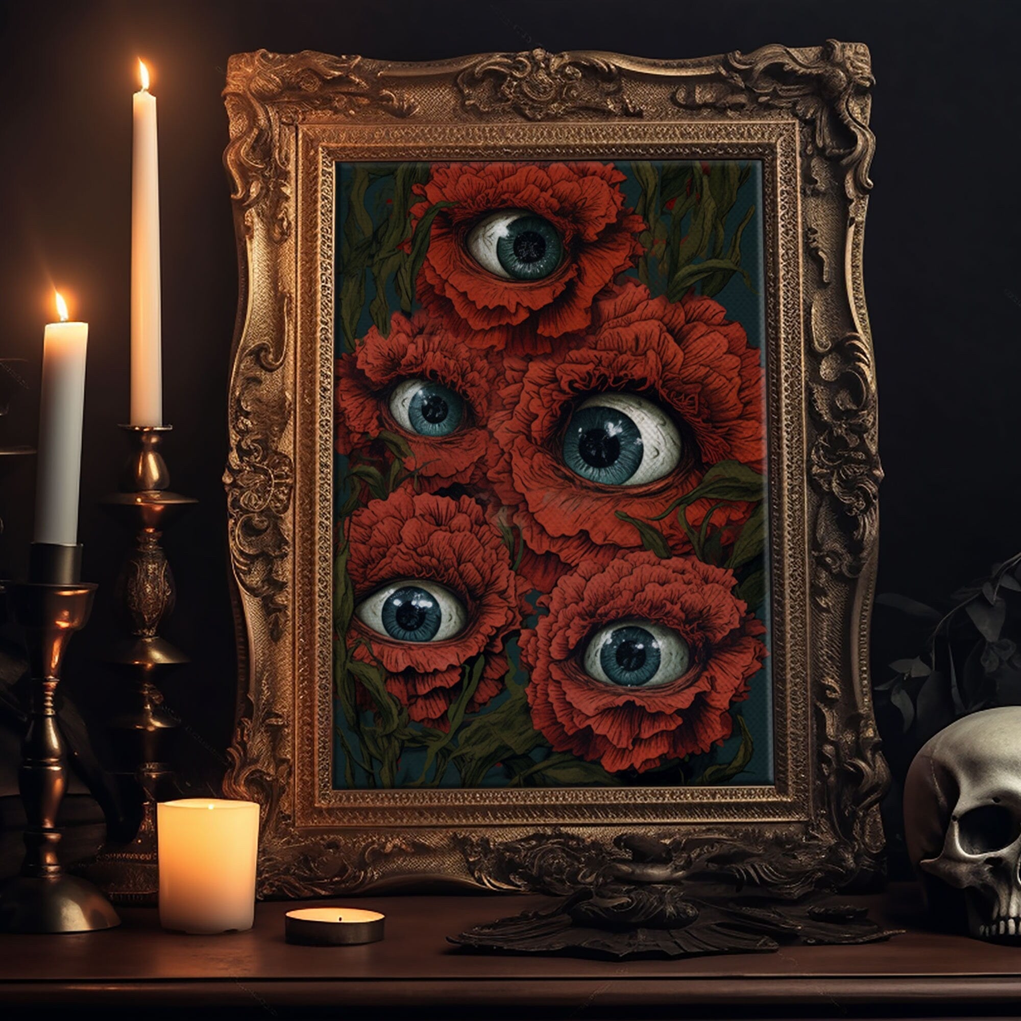 All-Seeing Flowers Framed Canvas Print