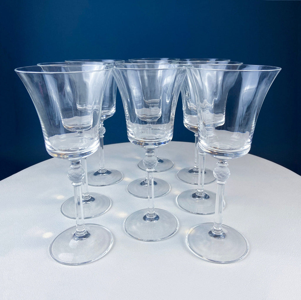 Mikasa Enchantress Crystal Water Goblets – Frosted Berry & Leaf Stem, Set of 10