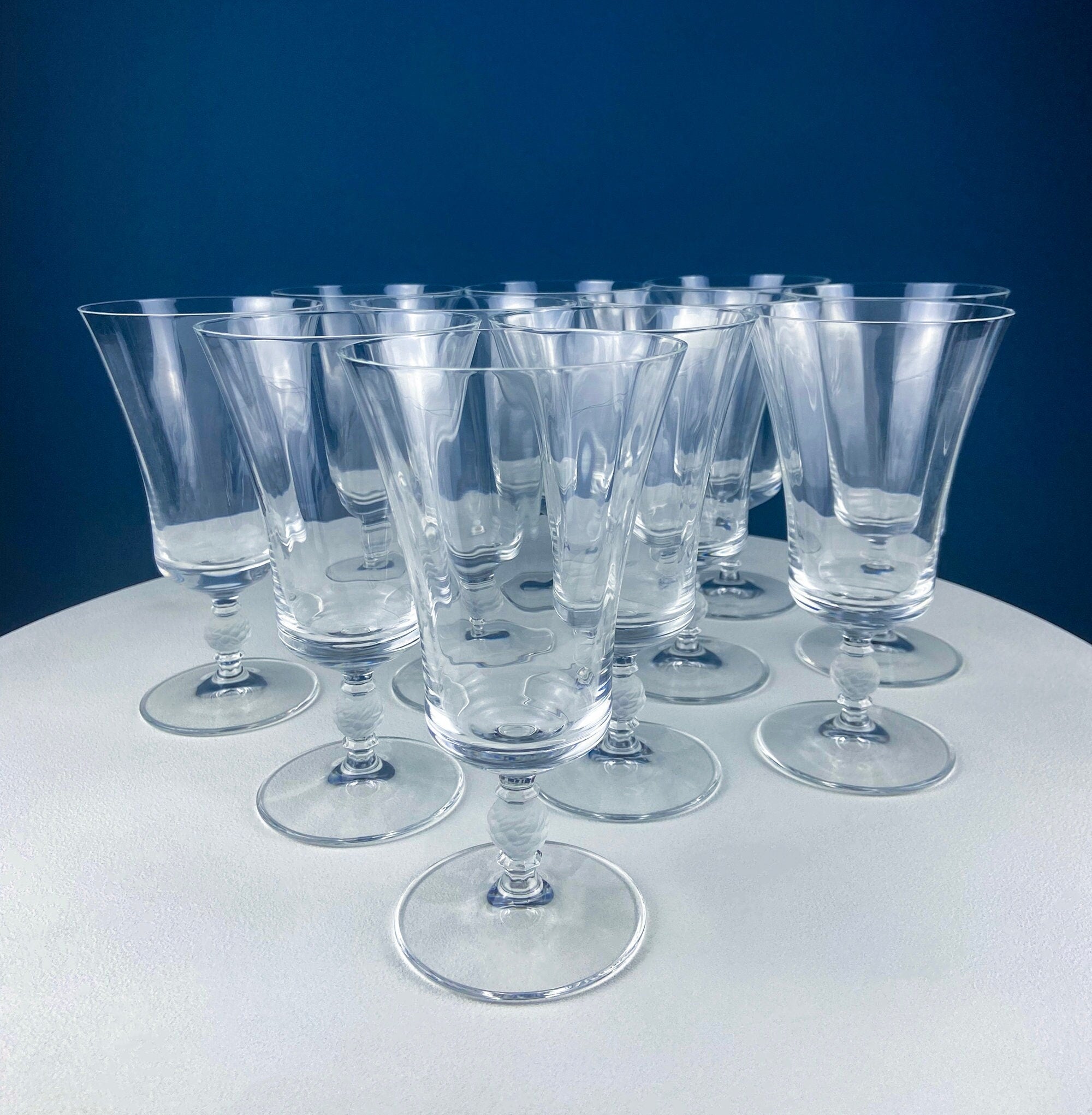 Mikasa Enchantress Crystal Water Goblets – Frosted Berry & Leaf Stem, Set of 10