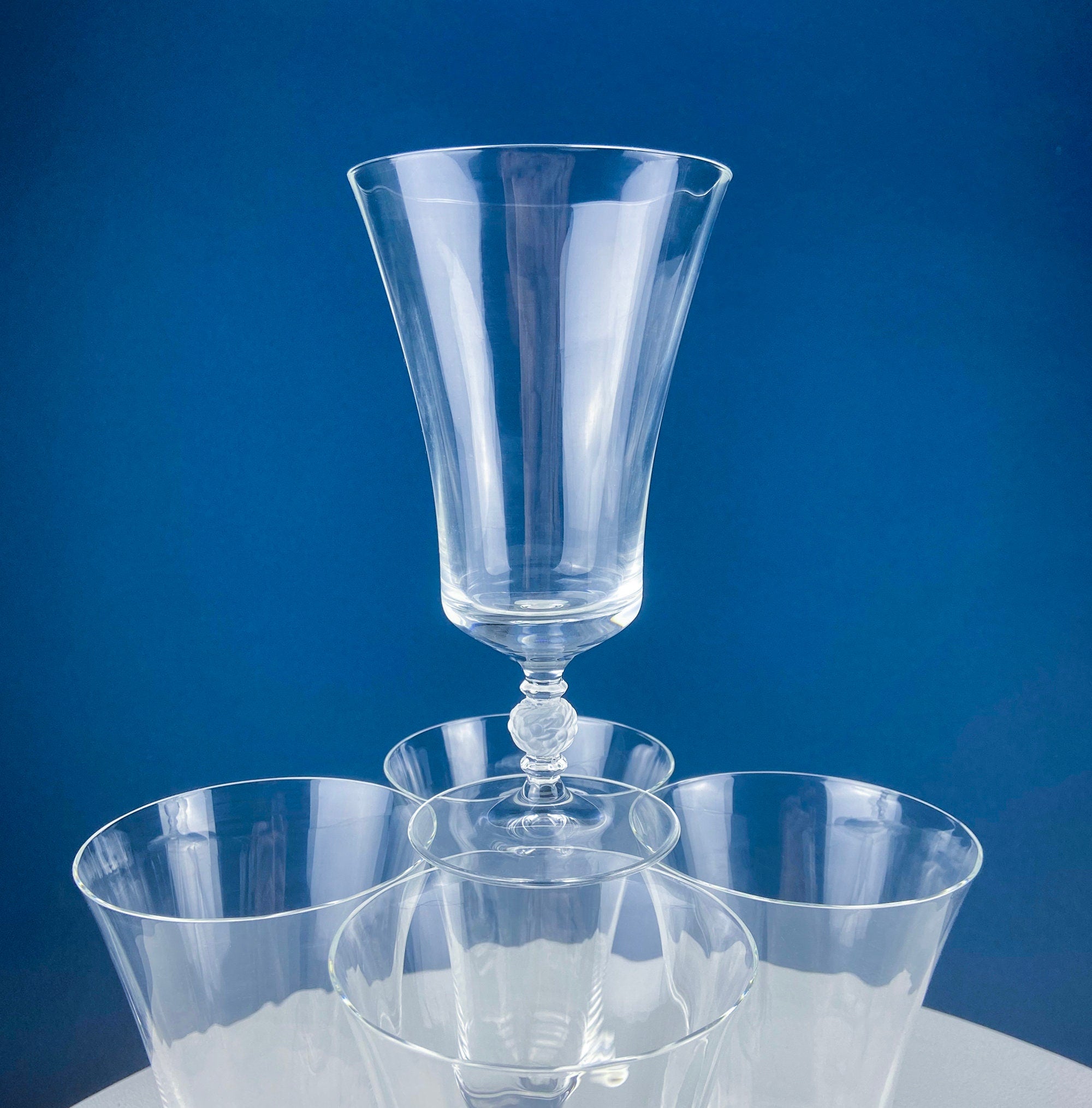 Mikasa Enchantress Crystal Water Goblets – Frosted Berry & Leaf Stem, Set of 10
