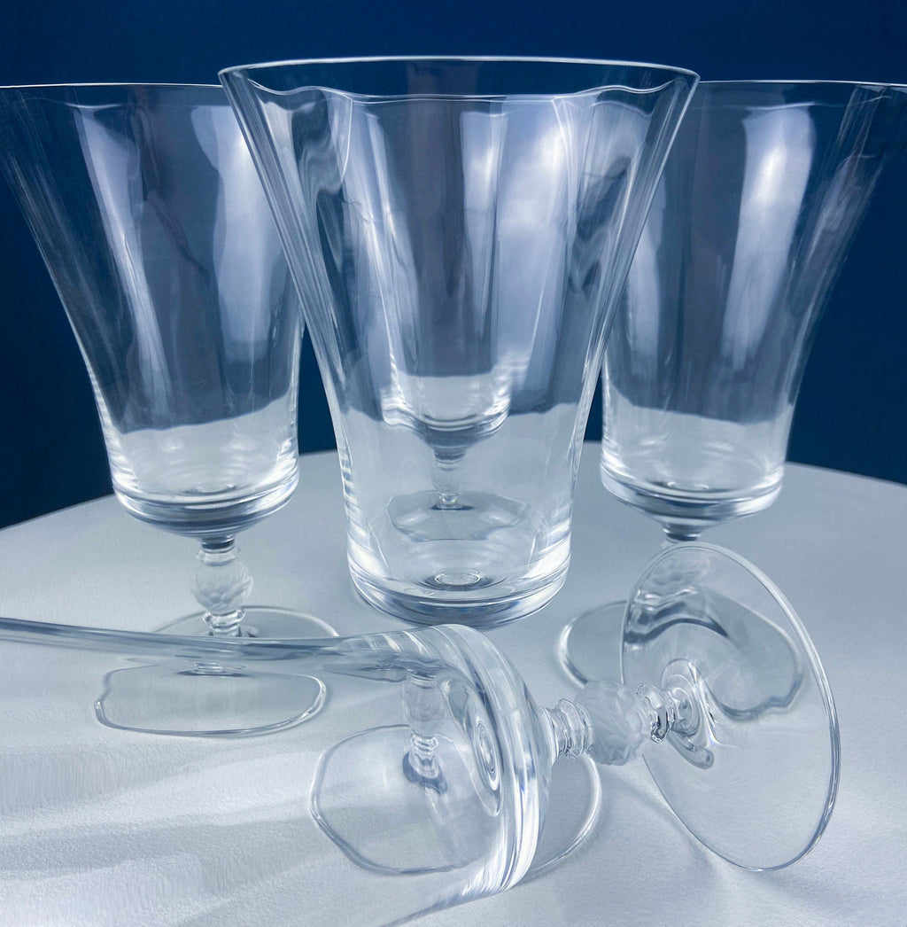 Mikasa Enchantress Crystal Water Goblets – Frosted Berry & Leaf Stem, Set of 10