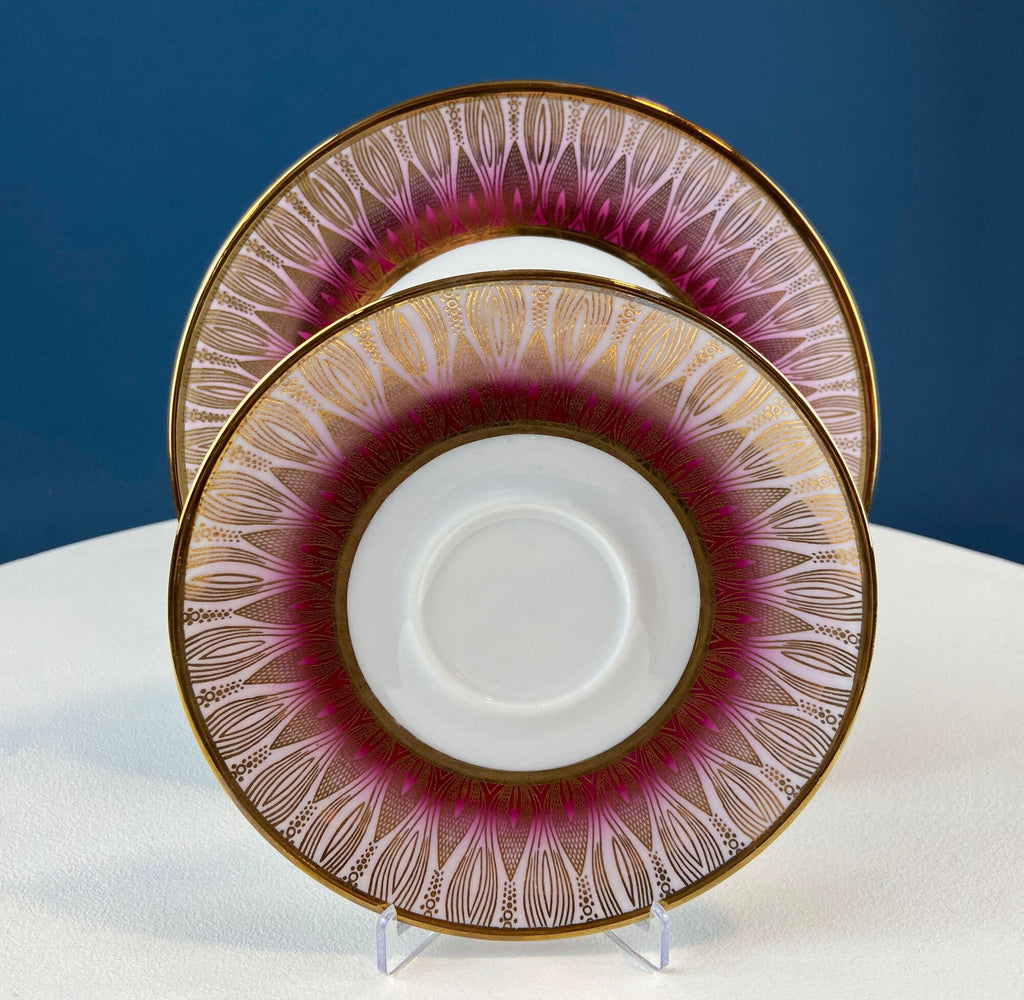 Winterling Roslaw Bavarian Porcelain Tea Trio – Gold & Pink Lotus