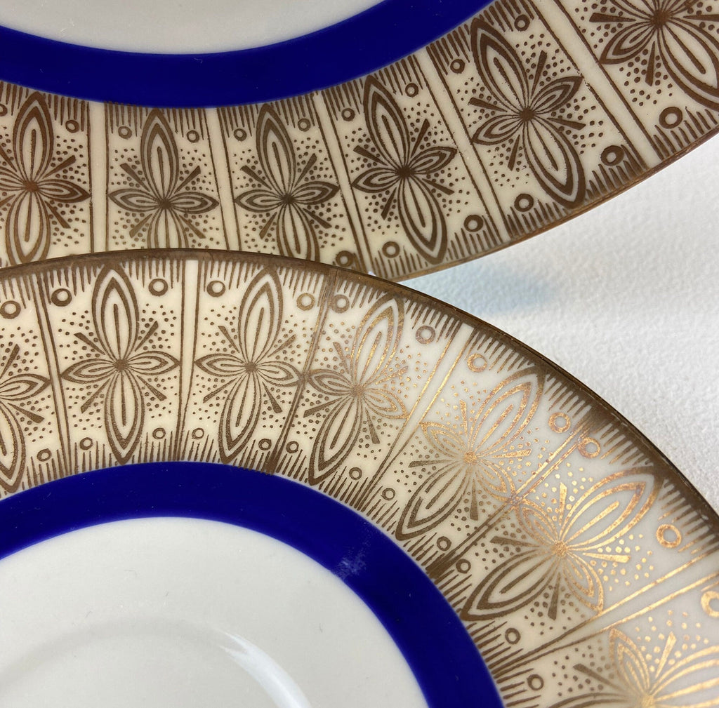 Antique Z & Co. Tirschenreuther Bavarian Tea Trio – Gold & Blue Floral