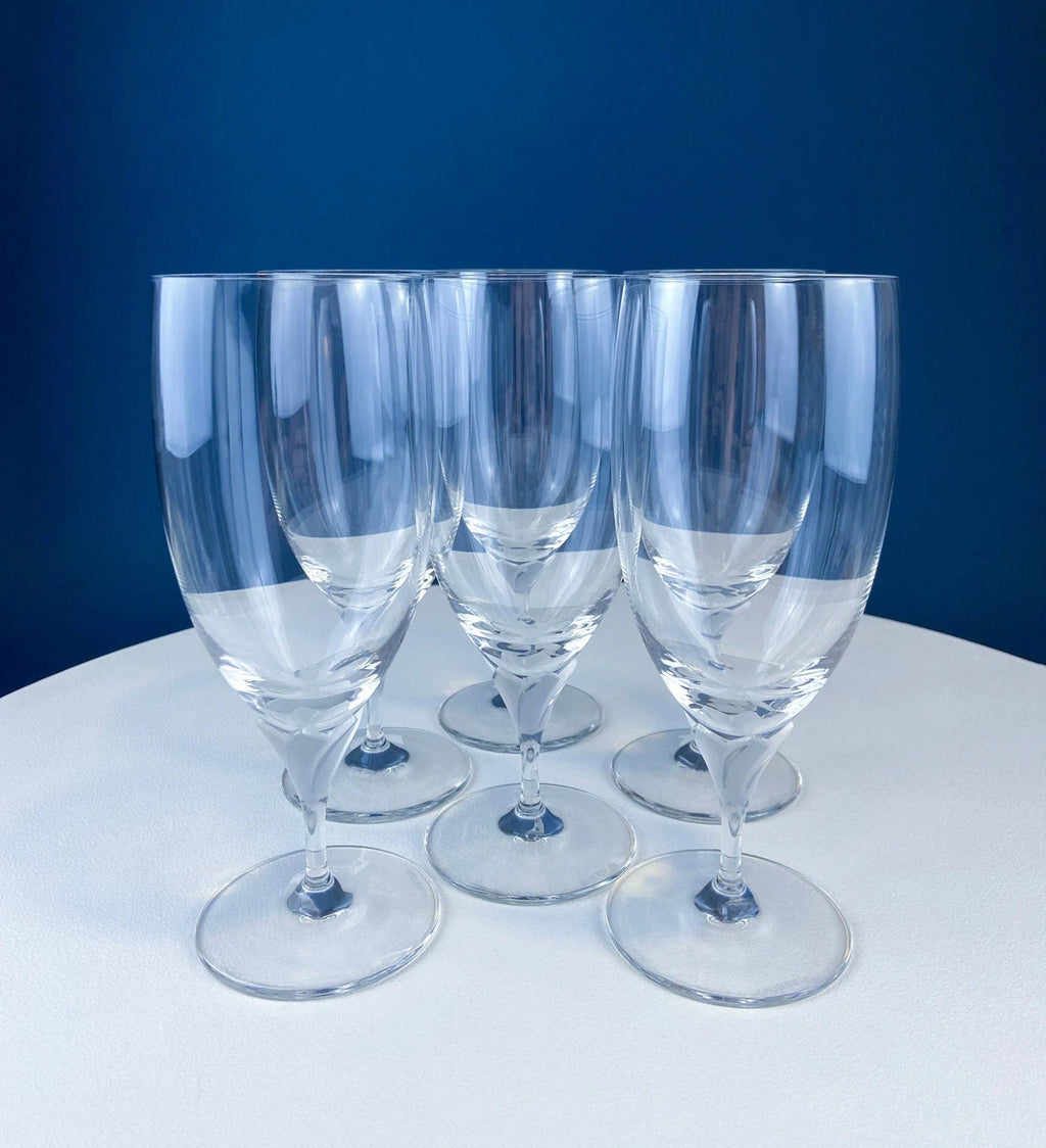 Mikasa Enchantress Crystal Water Goblets – Frosted Berry & Leaf Stem, Set of 10