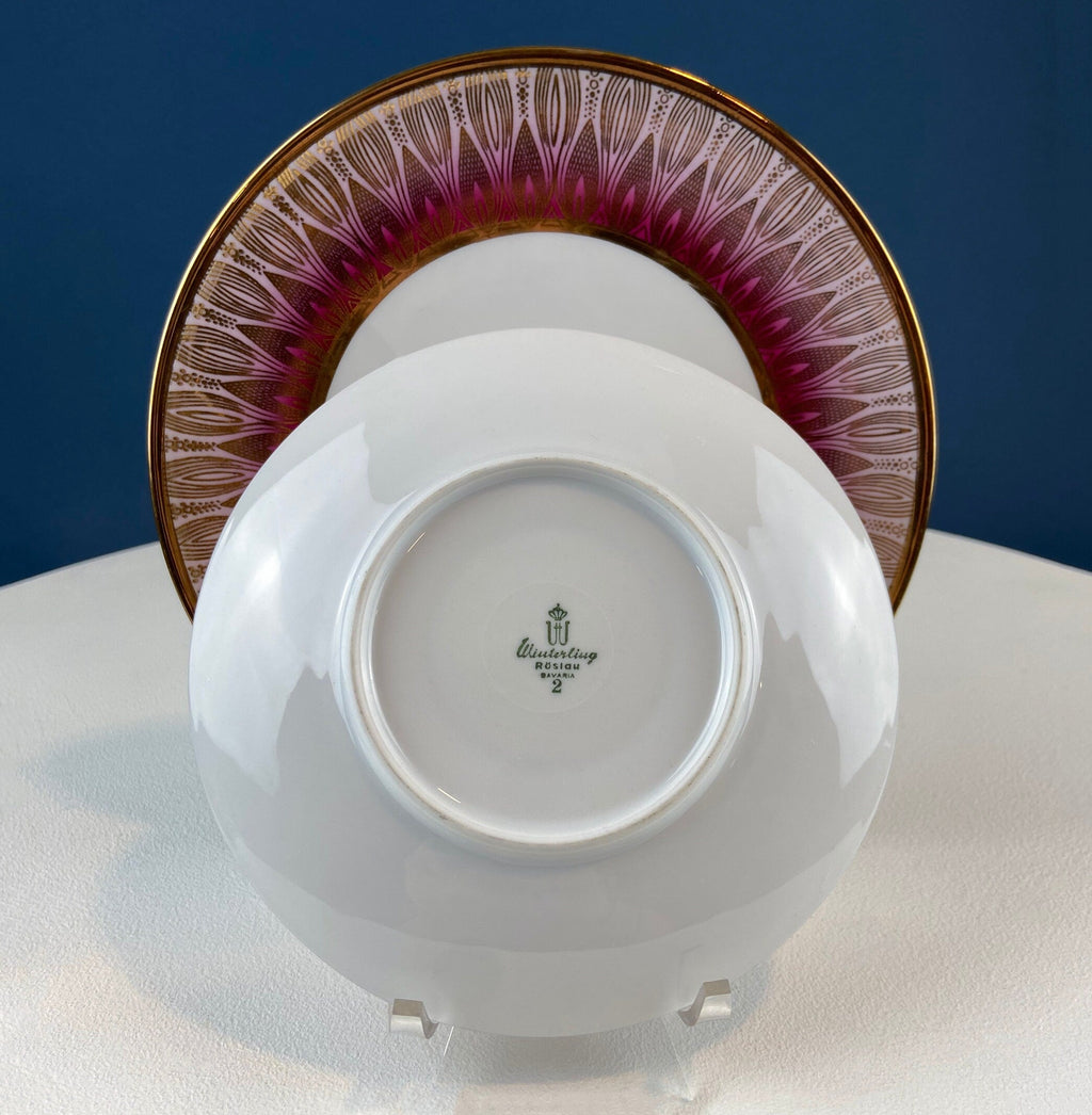 Winterling Roslaw Bavarian Porcelain Tea Trio – Gold & Pink Lotus