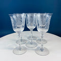Heisey Orchid Pattern Etched Crystal Wine Goblets – Set of 7