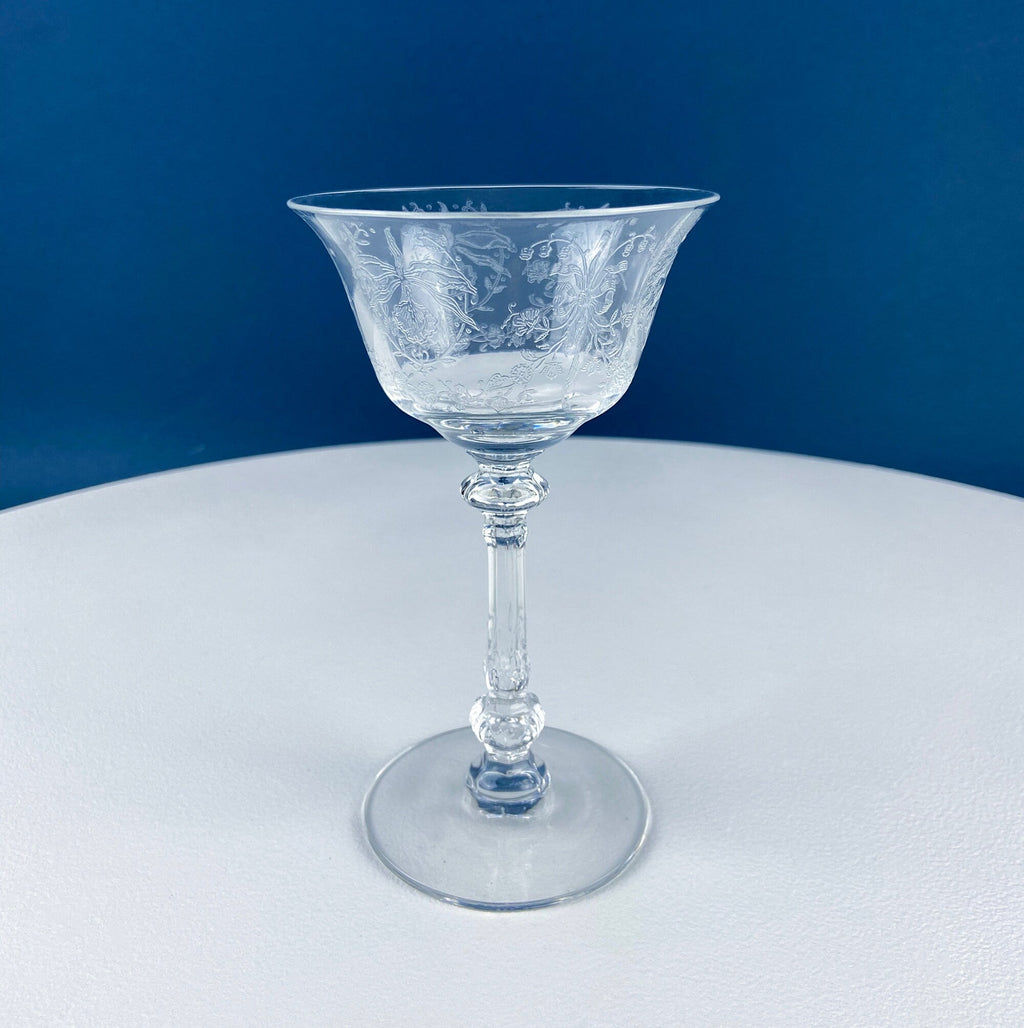 Heisey Sweet Wine, Liquor Glasses. Set of 6 Orchid Pattern Etched Crystal Sherbets. Home Gift. Dining Room Decor. Collectible Glassware.