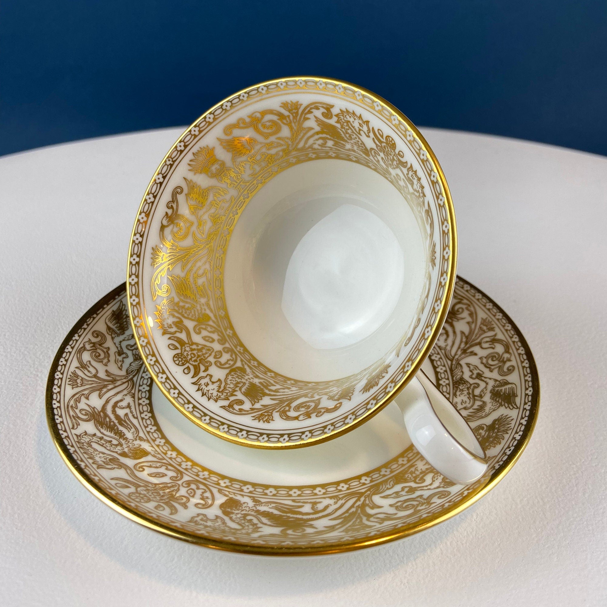 Wedgwood Florentine Gold Dragon Tea Cup & Saucer