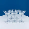 Heisey Sweet Wine, Liquor Glasses. Set of 6 Orchid Pattern Etched Crystal Sherbets. Home Gift. Dining Room Decor. Collectible Glassware.