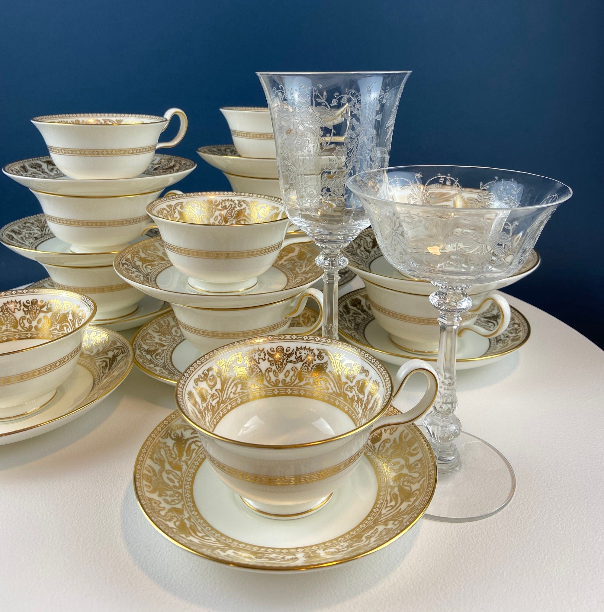 Wedgwood Florentine Gold Dragon Tea Cup & Saucer