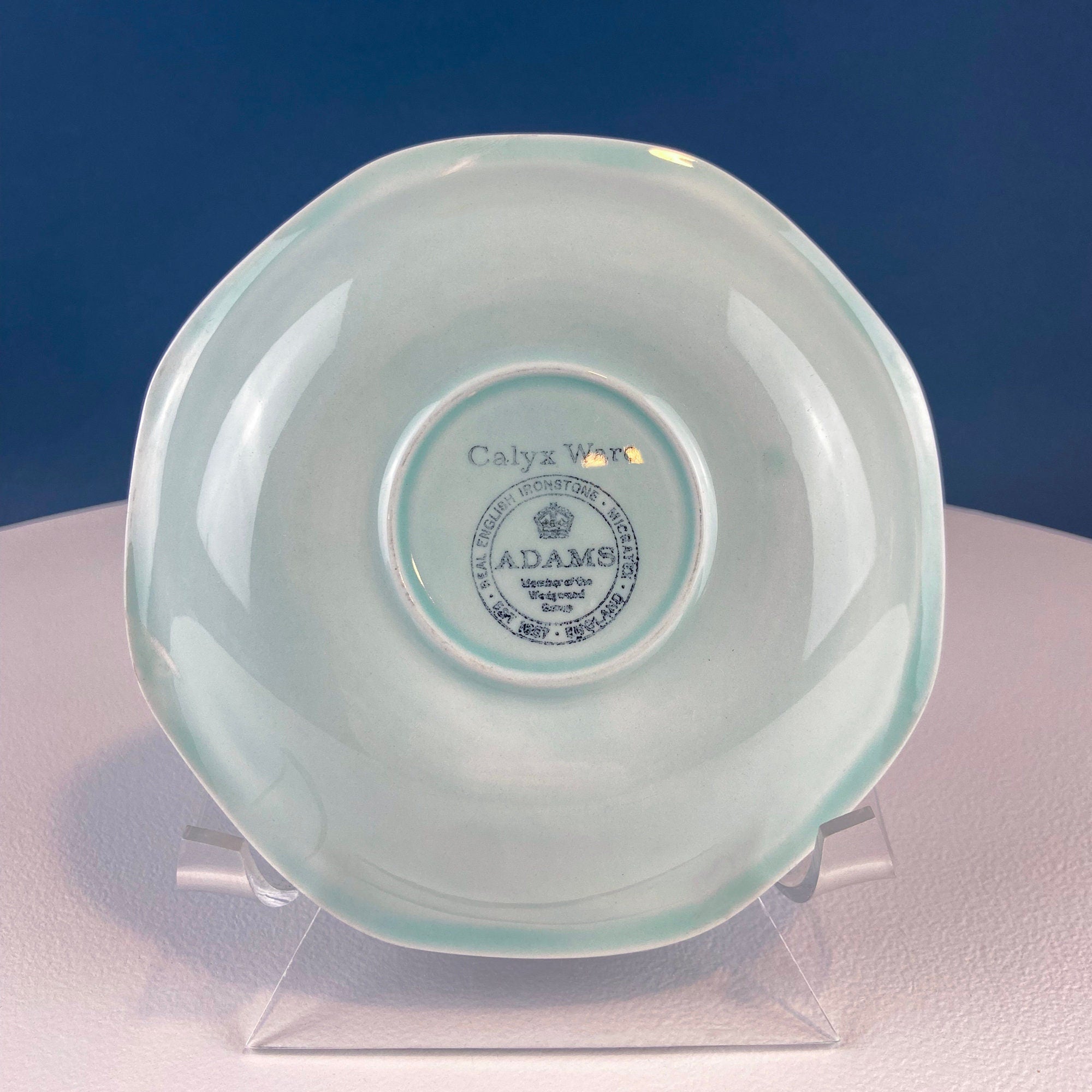 Vintage Blue Green Adams Calyx Ware Cup & Saucer. Singapore Bird Pattern. Real English Ironstone. Dining Room Decor. Modern Farmhouse.