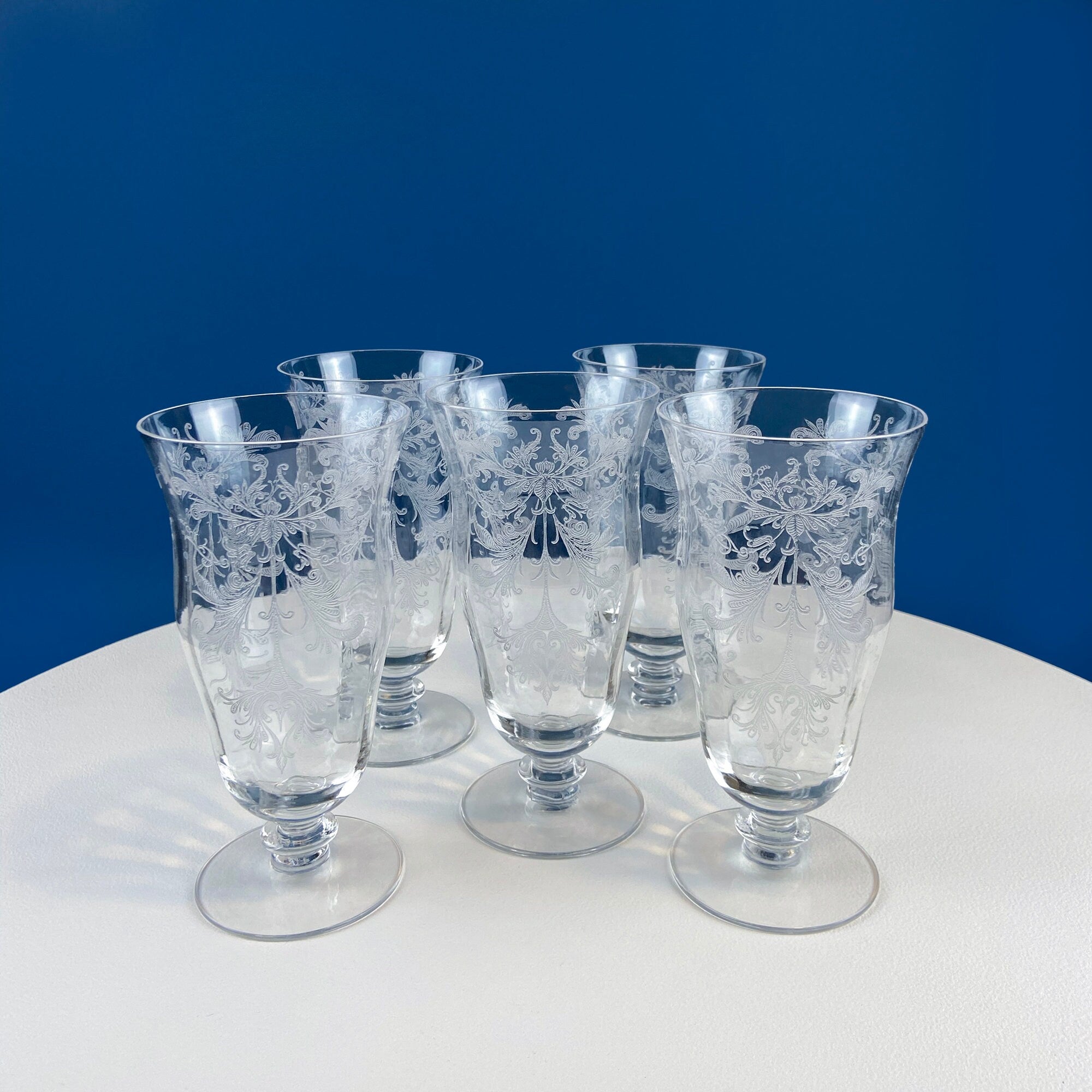 Tiffin Franciscan Byzantine Etched Crystal Sweet Wine Glasses – Set of 4