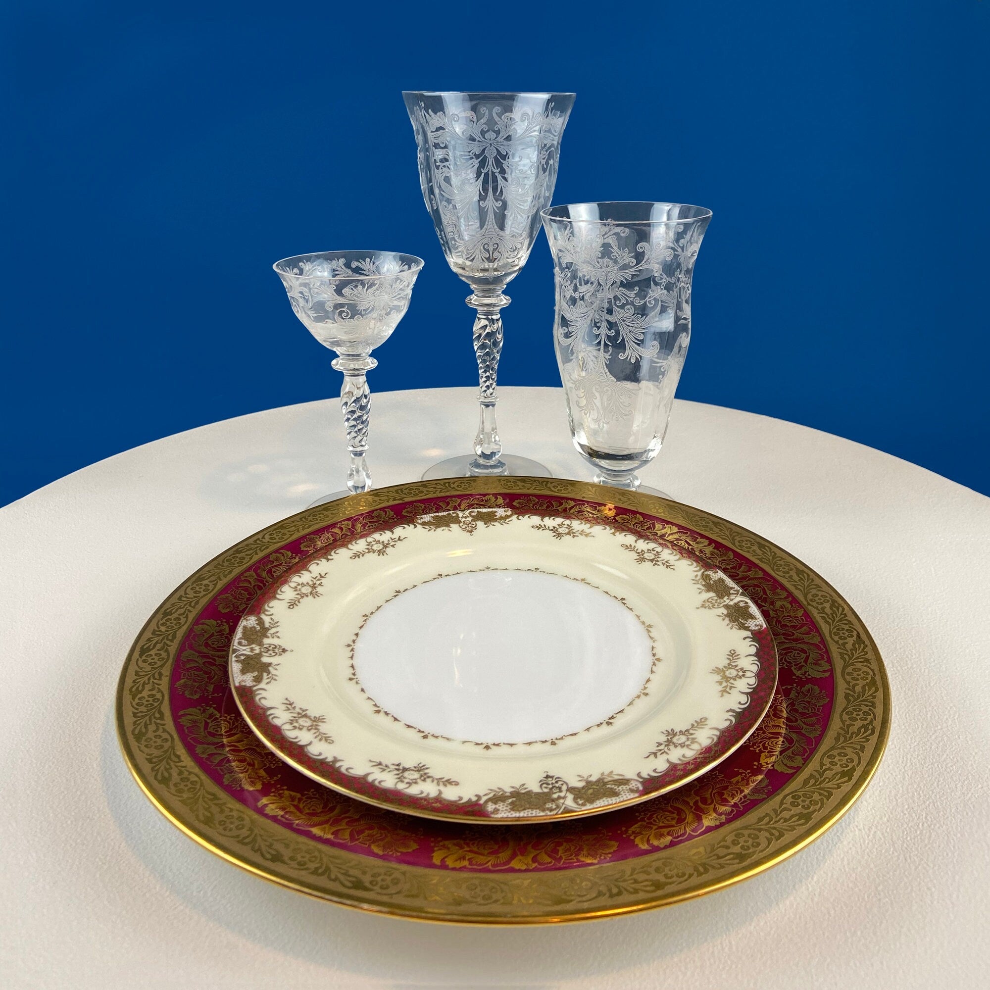 Tiffin Franciscan Byzantine Etched Crystal Sweet Wine Glasses – Set of 4