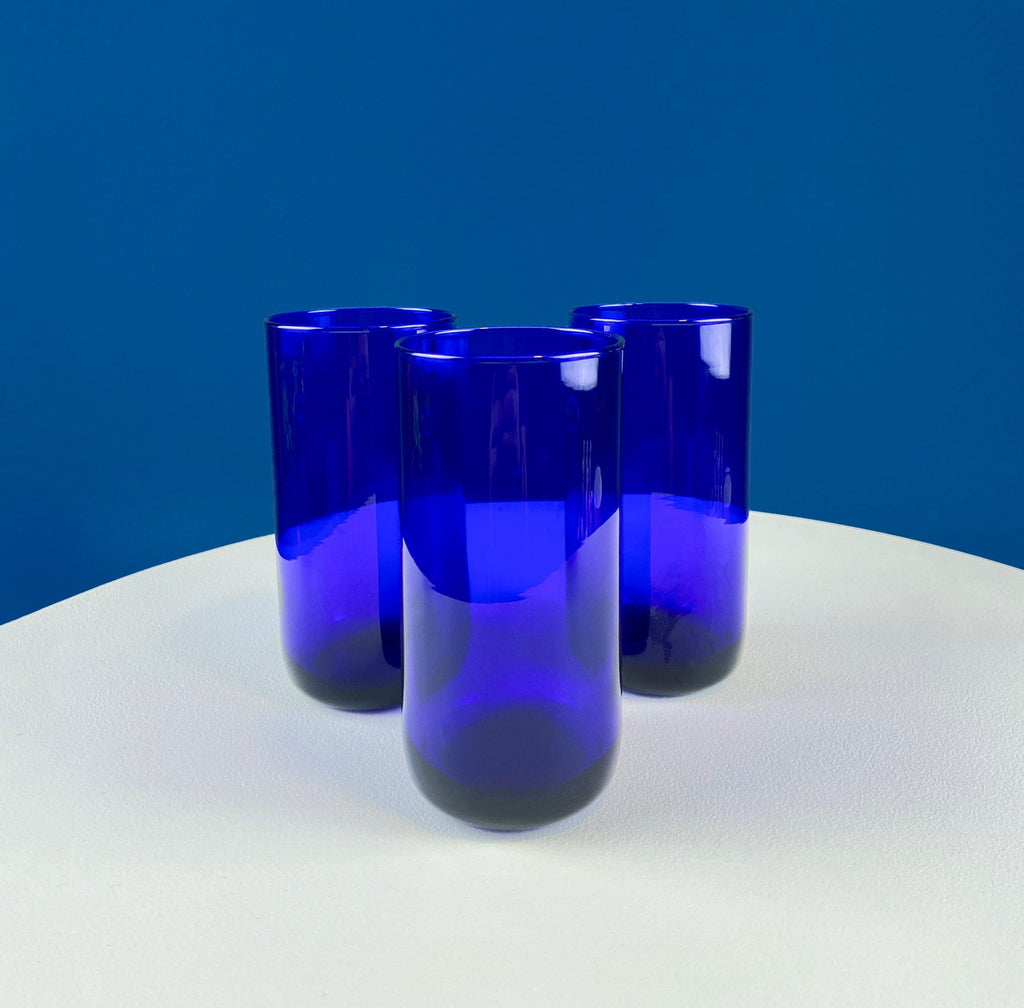 Topaz Blue Footed Stemmed Juice Glasses – Set of 6