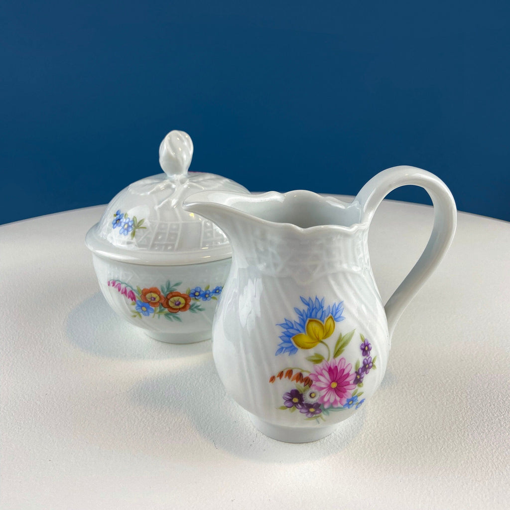 Antique Hutschenreuther Porcelain Coffee & Tea Set – Hand-Painted Floral, 12 Pieces