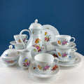 Antique Hutschenreuther Porcelain Coffee & Tea Set – Hand-Painted Floral, 12 Pieces