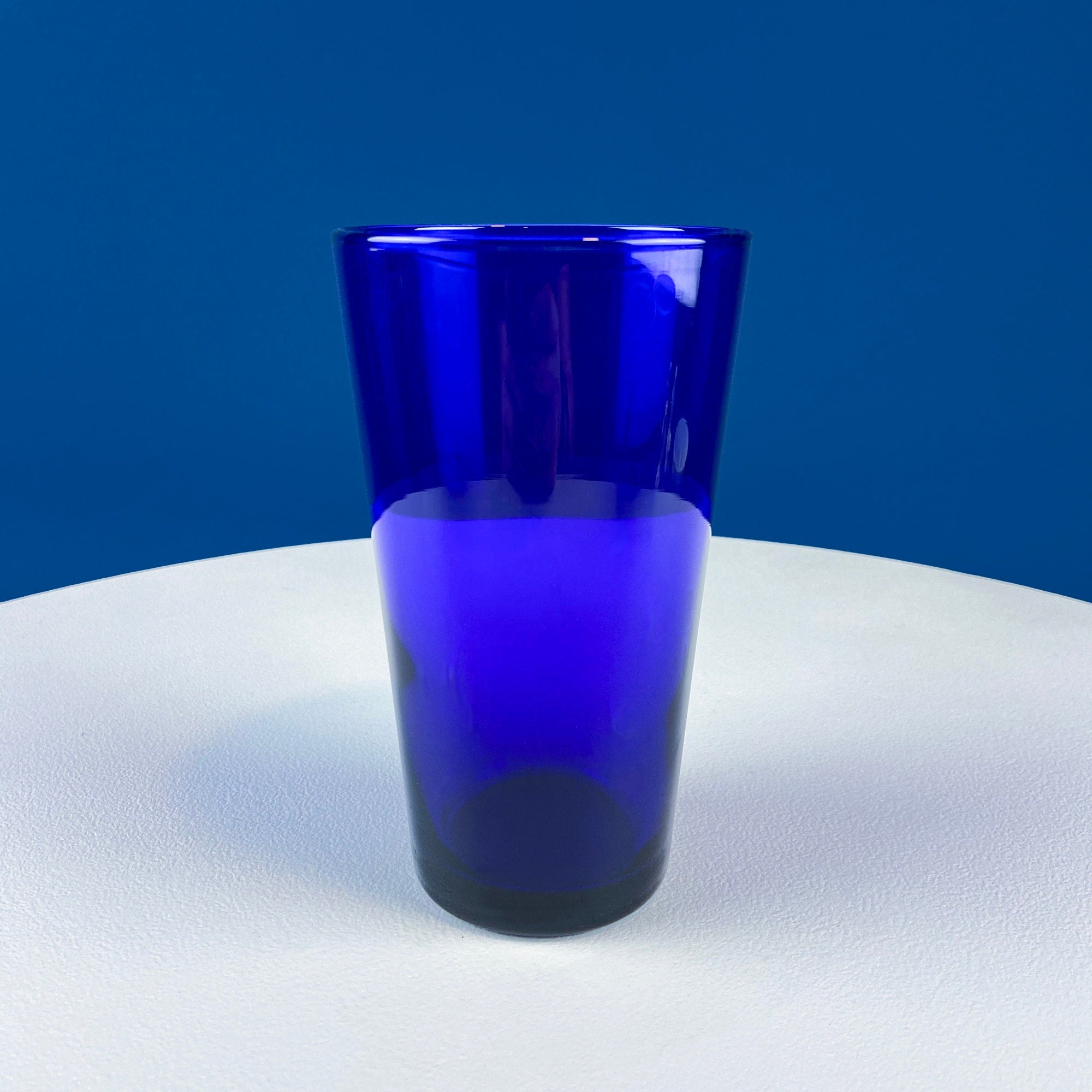 Modern Cobalt Blue Tumblers. Set of 6 Minimal Glasses. Blue Kitchen Decor. Dining Room Decor. Cottagecore Living. Collectible Glass.