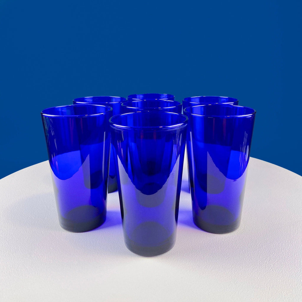 Topaz Blue Footed Stemmed Juice Glasses – Set of 6