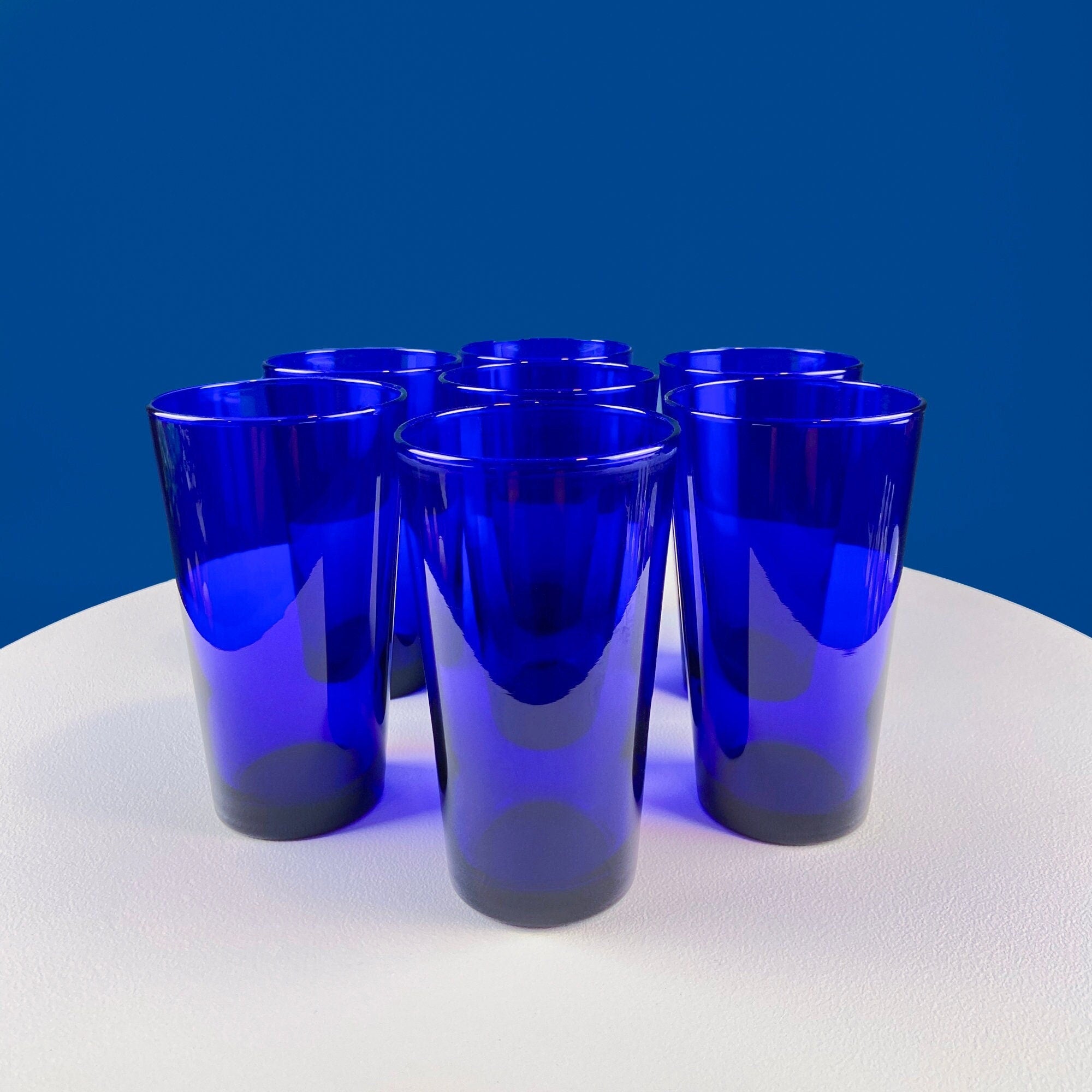 Topaz Blue Footed Stemmed Juice Glasses – Set of 6