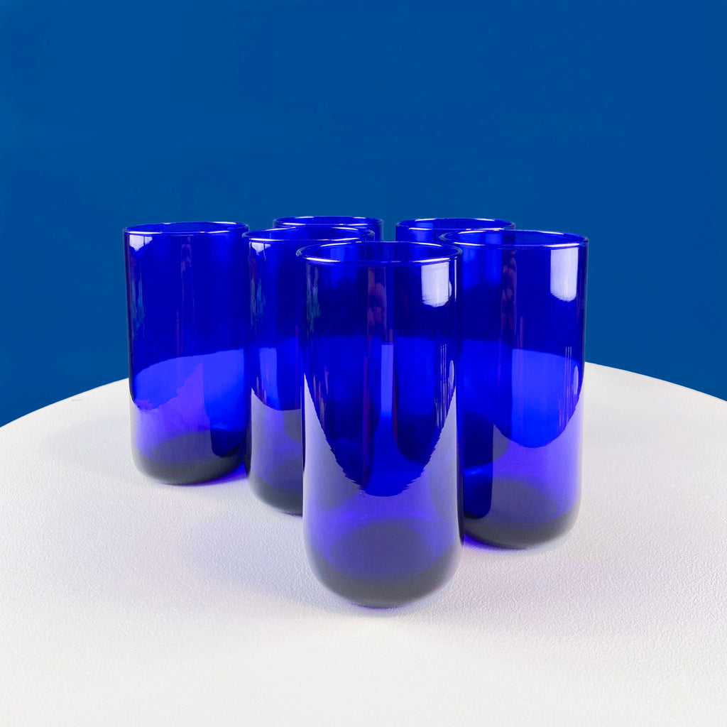 Topaz Blue Footed Stemmed Juice Glasses – Set of 6