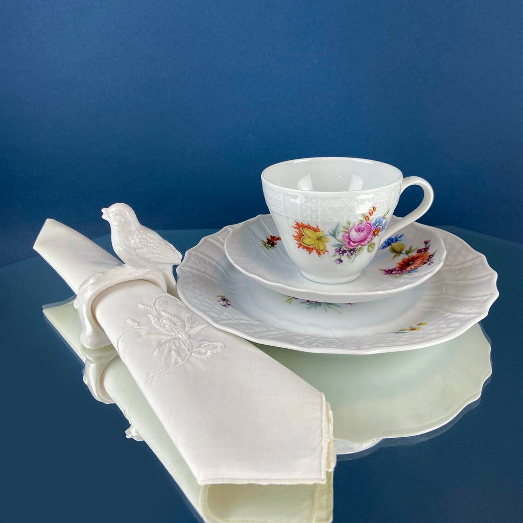 Antique Hutschenreuther Porcelain Coffee & Tea Set – Hand-Painted Floral, 12 Pieces