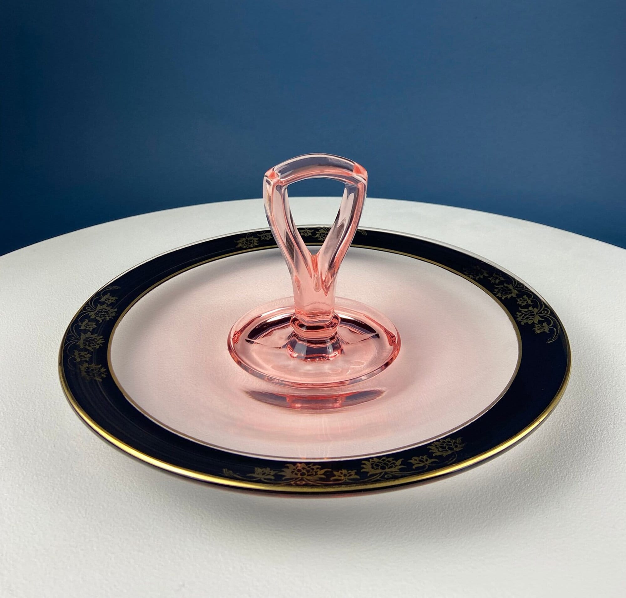 Peach Pink Depression Glass Sugar & Creamer – Art Deco Fluted Design