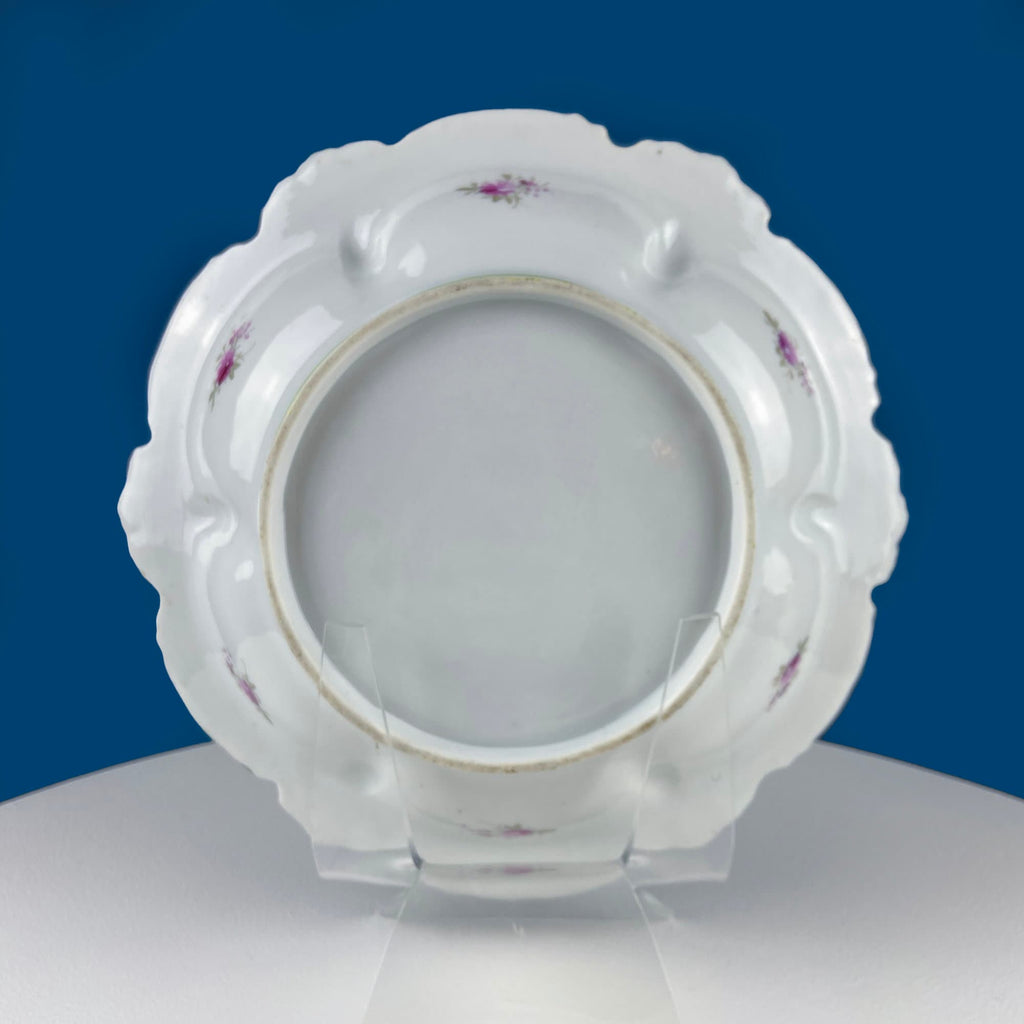 Antique Hand-Painted Porcelain Centerpiece Bowl – Gold Framework & Flowers