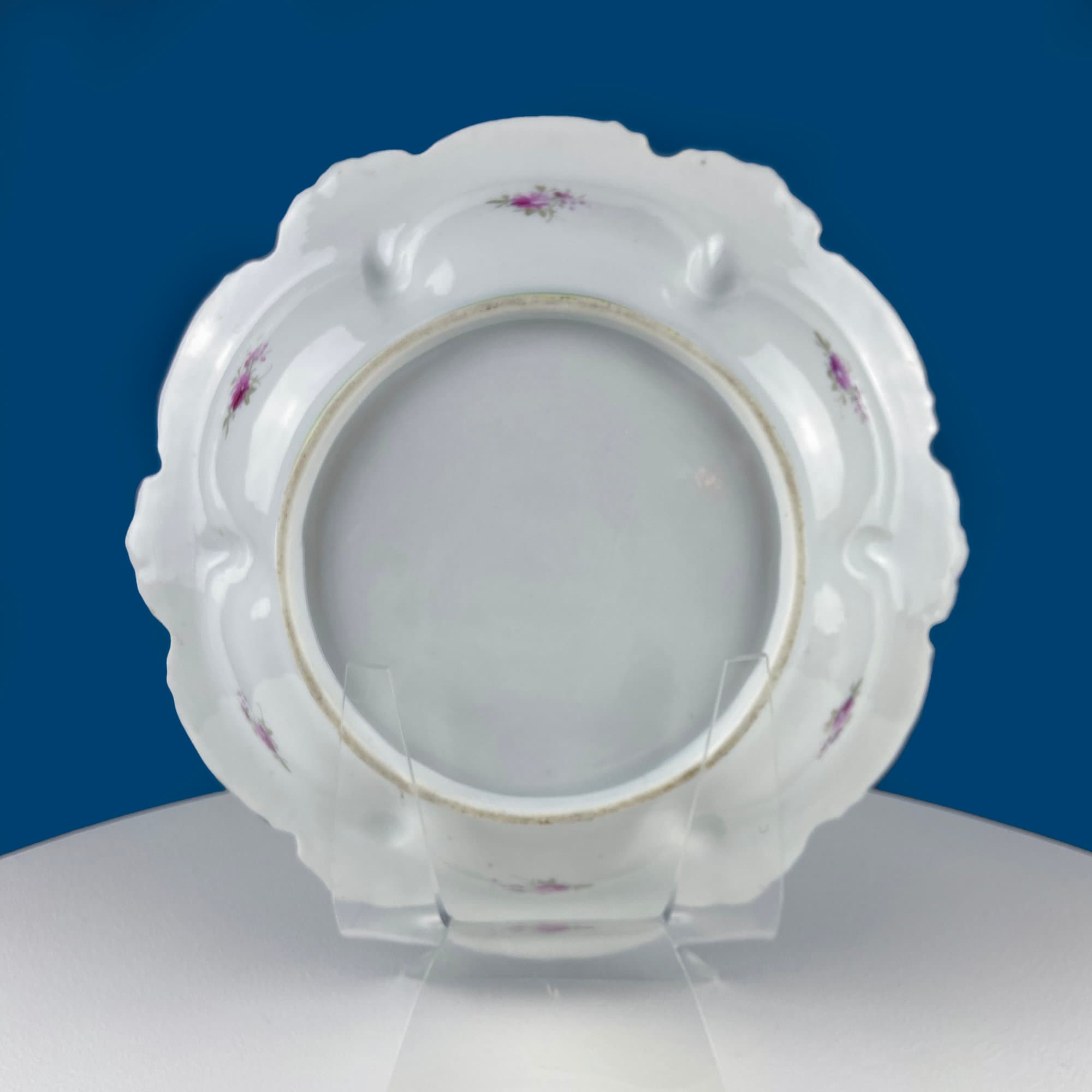 Antique Hand-Painted Porcelain Centerpiece Bowl – Gold Framework & Flowers