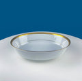 White Porcelain Oval Serving Bowl with Embossed Gold Band. Wedding Band China. Contemporary Noritake Queen's Gold. Dining Room Decor.