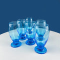 Topaz Blue Footed Stemmed Juice Glasses – Set of 6