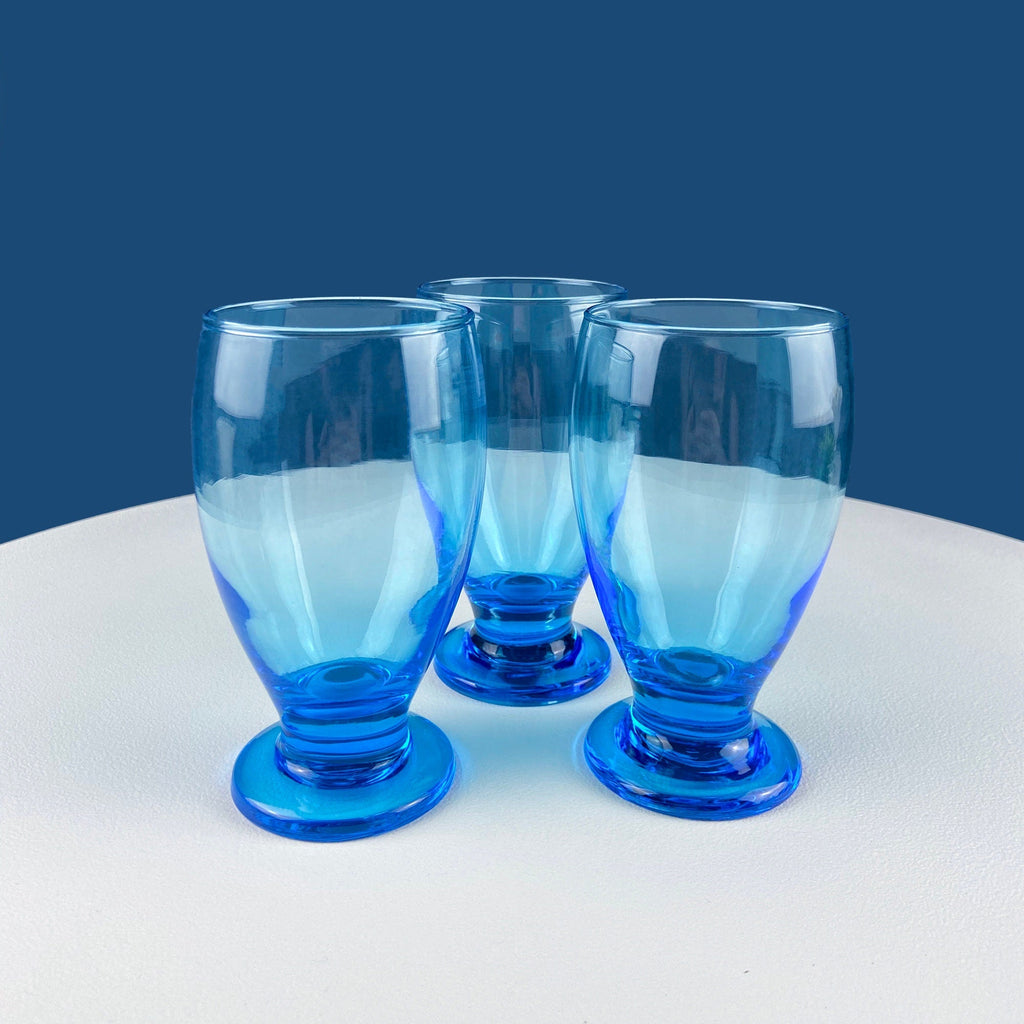 Topaz Blue Footed Stemmed Juice Glasses – Set of 6