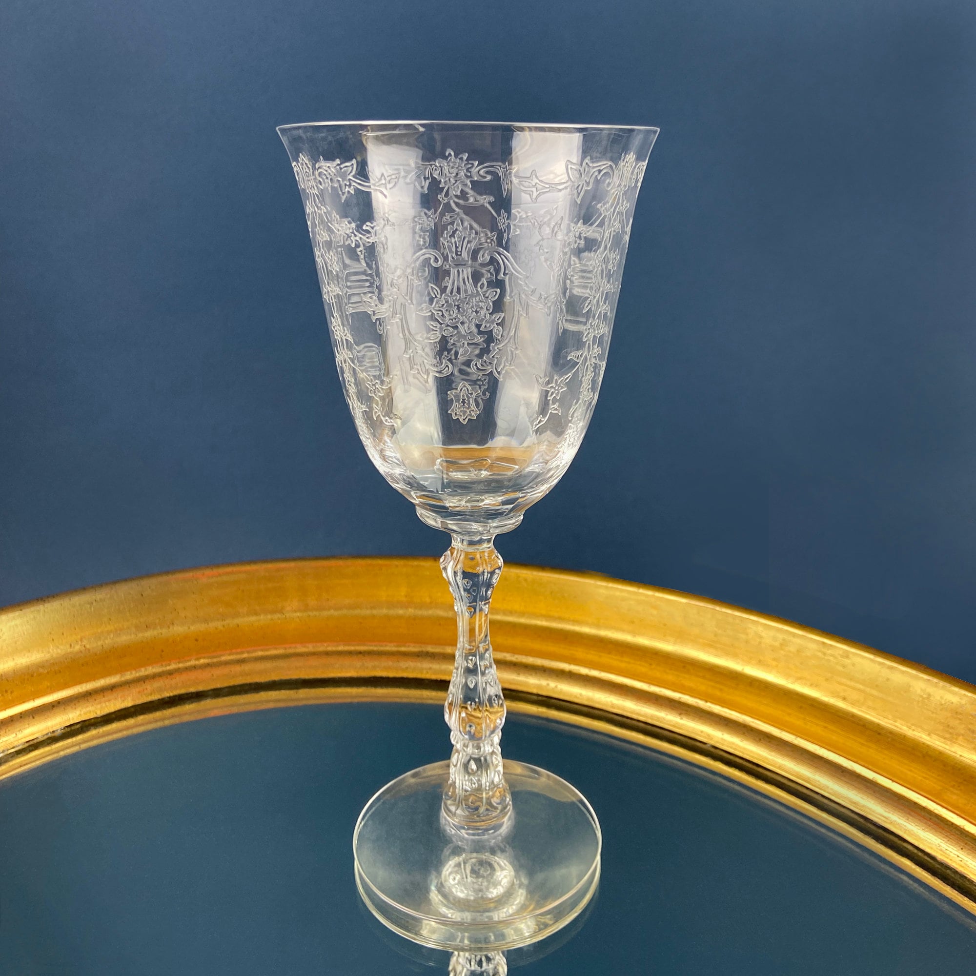 Vintage Fostoria Navarre Wine Goblets. Set of 6 Etched Crystal Glasses. Home Decor. Dining Room Decor. Collectible Glassware. Wedding Gift.