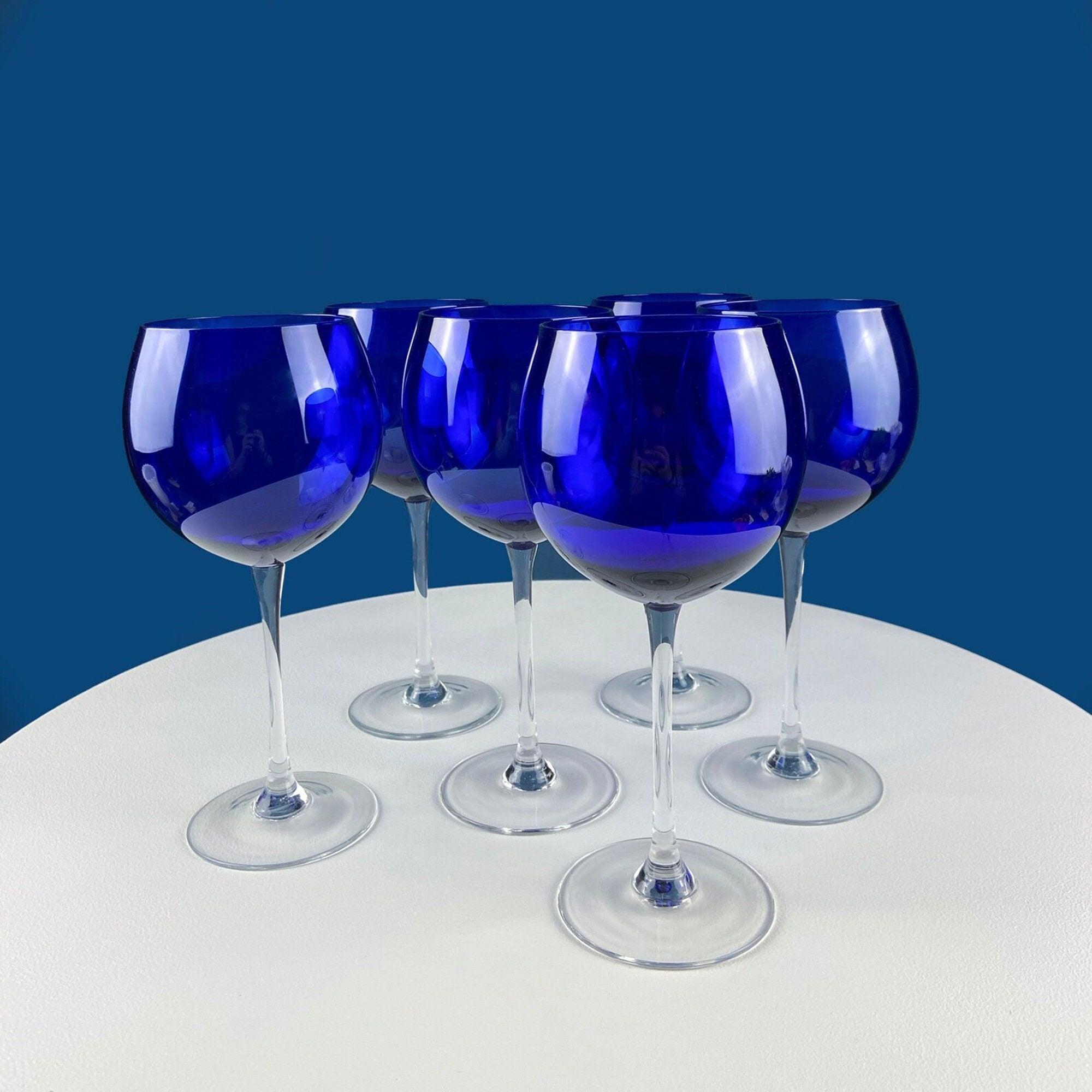 Cobalt Blue Wine Glasses – Set of 4