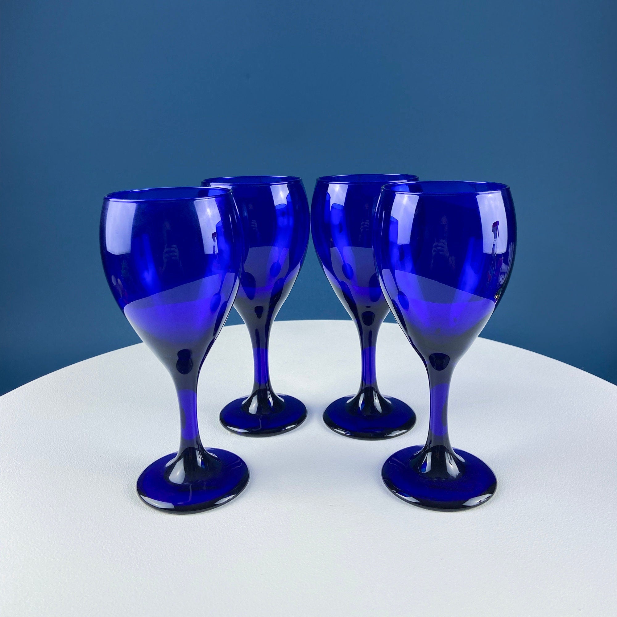Cobalt Blue Wine Glasses – Set of 4