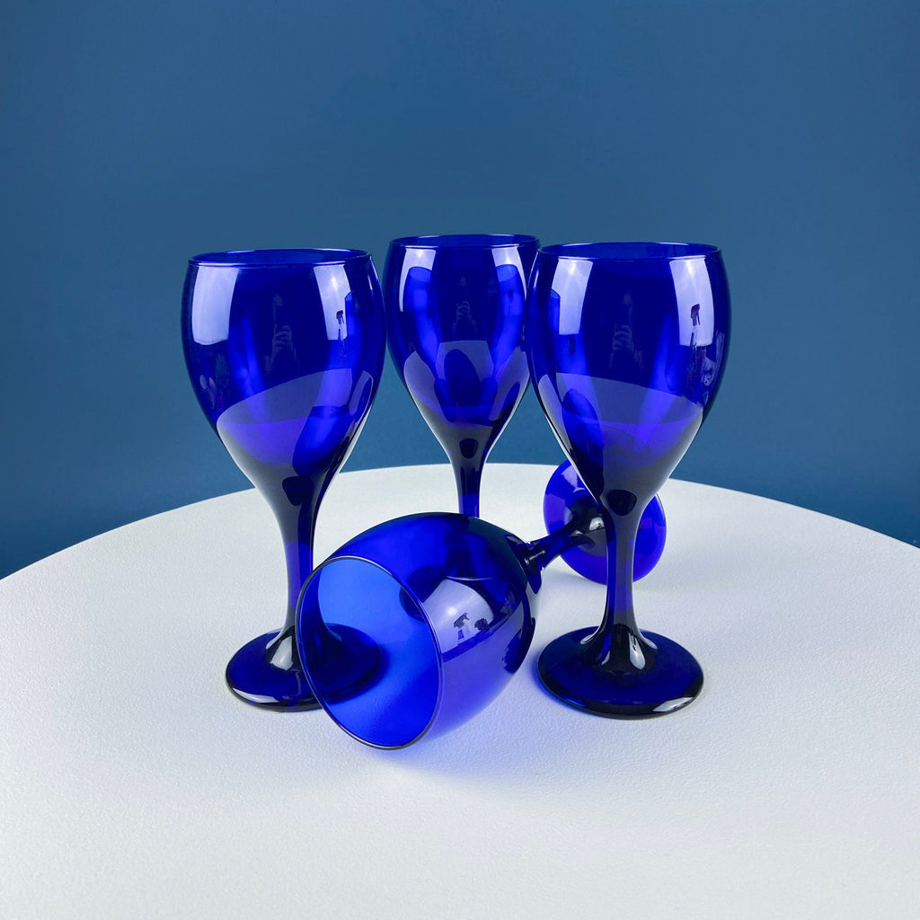 Cobalt Blue Wine Glasses – Set of 4