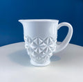 Westmoreland Milk Glass Pitcher with Geometrical Pattern. Modern White Jug. Dining Room Decor. Country Cottage. Gift for Him/Her.