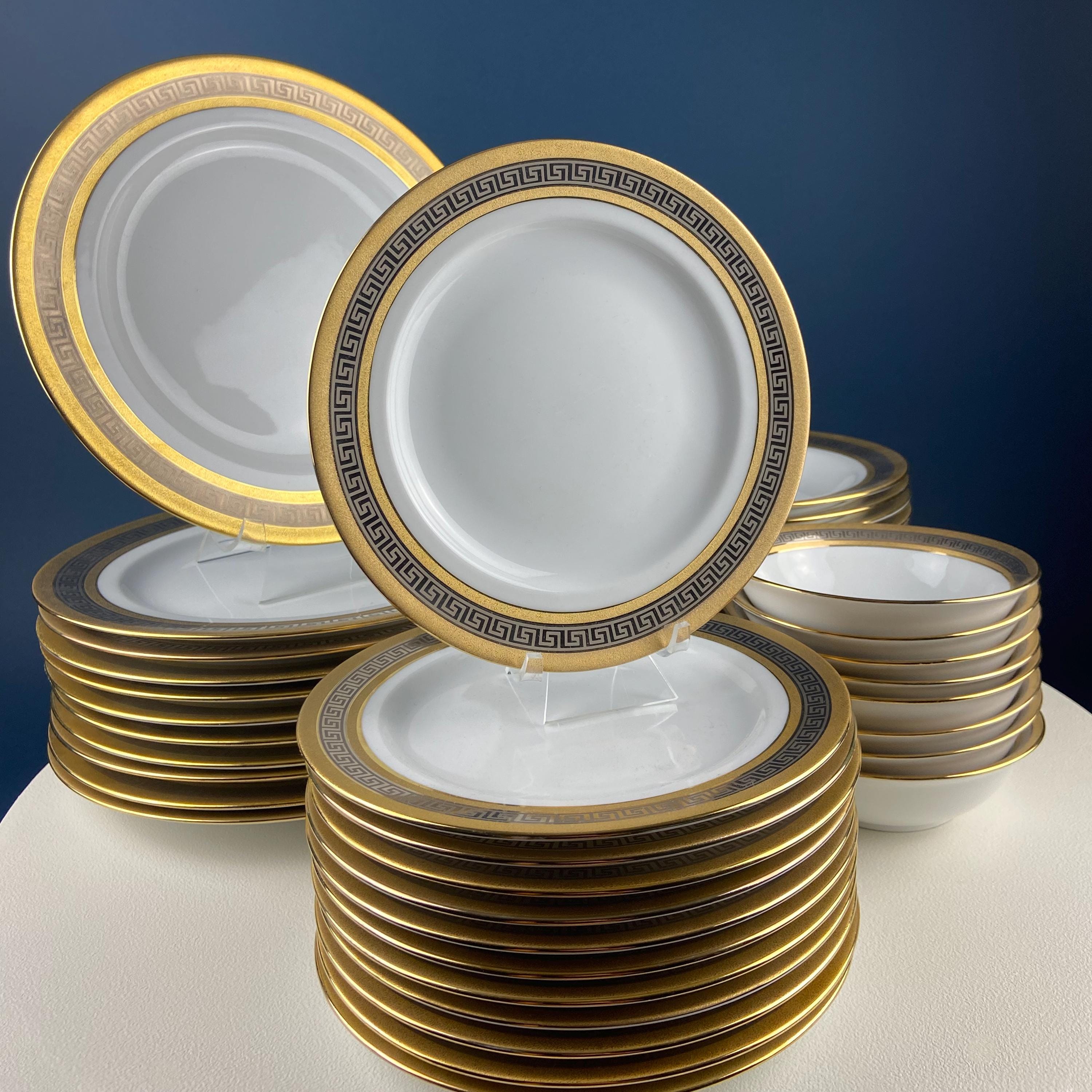 Harmony House Red & Gold Floral Salad Plates & Berry Bowls – Set of 6