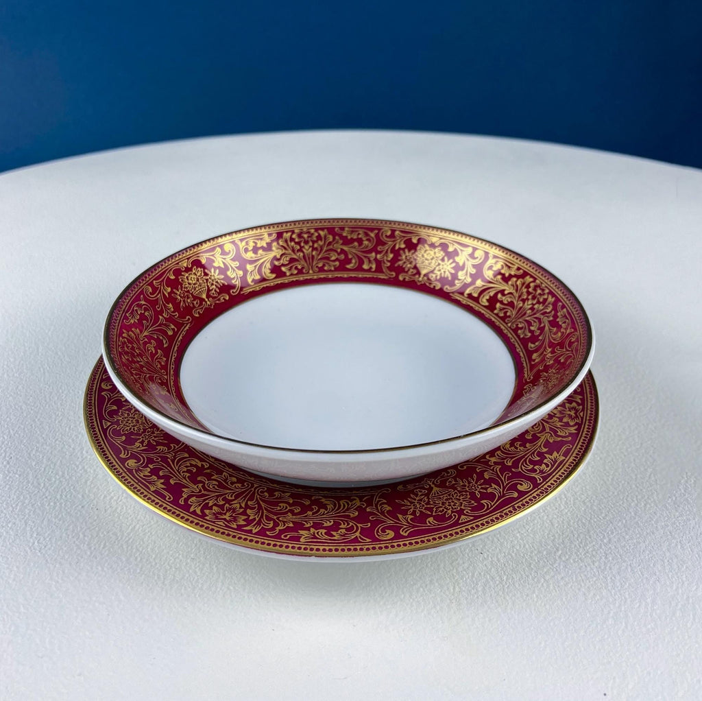 Harmony House Red & Gold Floral Salad Plates & Berry Bowls – Set of 6