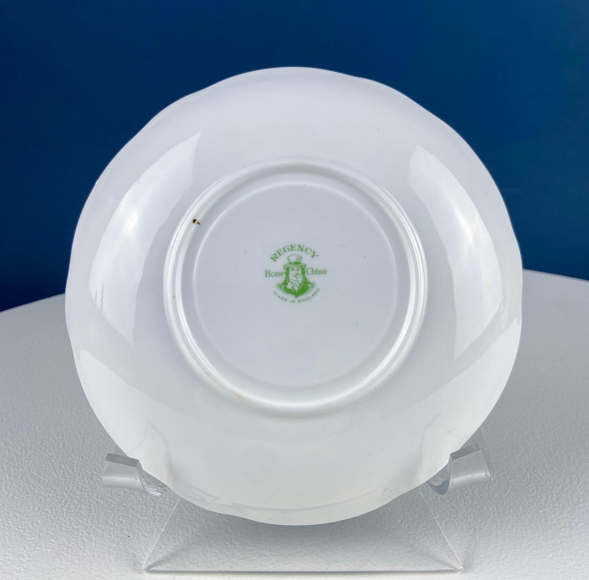 Mint Green Cup and Saucer. Regency English Porcelain. Stunning Hand-Painted White Rose Motif.  Dining Room Decor. Vintage Gift for Tea Lover