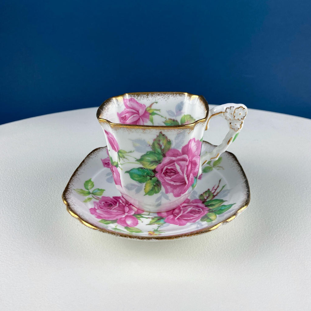 Royal Stafford Berkeley Rose Square Tea Cup & Saucer – Made in England