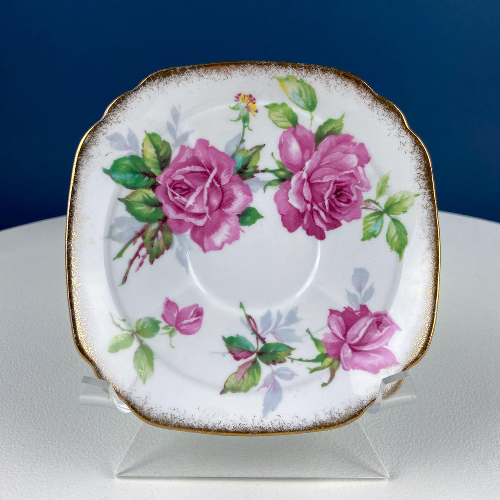Royal Stafford Berkeley Rose Square Tea Cup & Saucer – Made in England