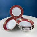 Harmony House Red & Gold Floral Salad Plates & Berry Bowls – Set of 6