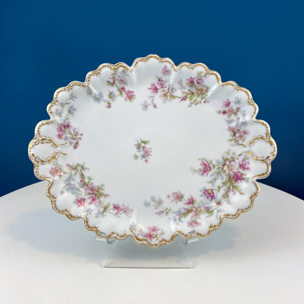 Haviland Limoges Oval Platter – Wild Roses & Scalloped Edge